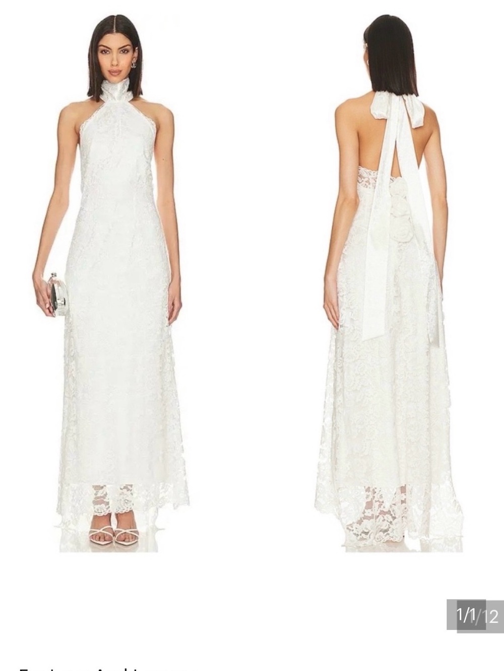 For Love and Lemons Verity dress - Elegant White Lace Halter Maxi Dress